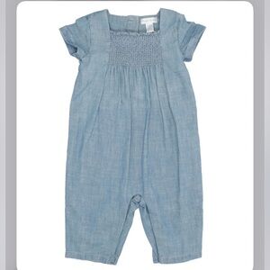 Ralph Lauren Indigo Chambray Blue Smocked Jumpsuit